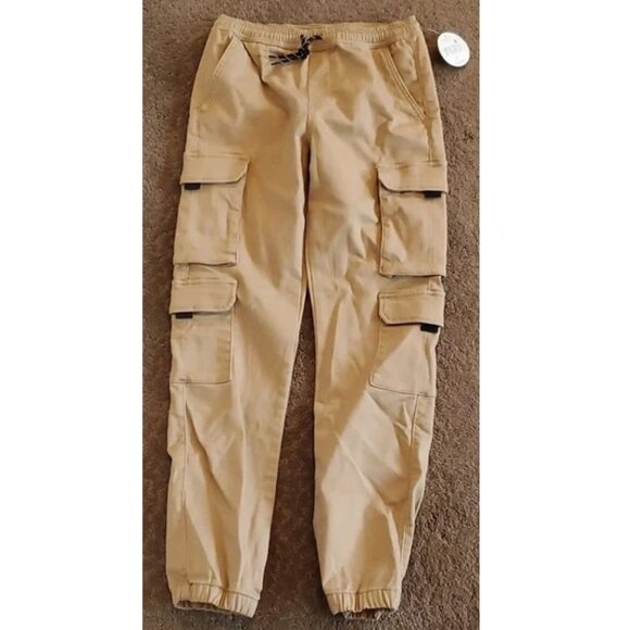 Boys Colorful Planet Camel Beige Cotton Twill Jogger Pants Size S M L XL NWT - Picture 1 of 6
